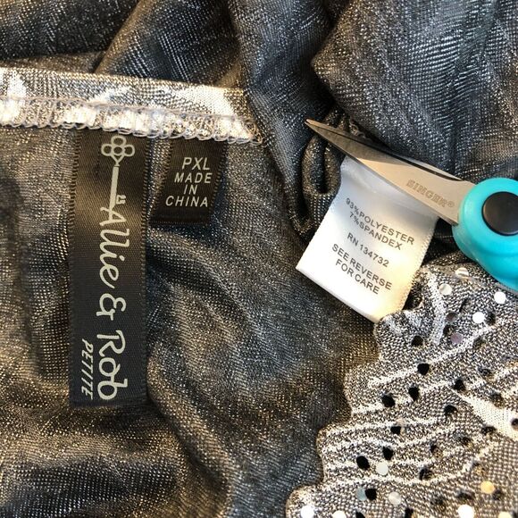 Allie & Rob Evening Bling Blouse Cardigan Boat Neck Lagenlook Silver Gray - Picture 4 of 10